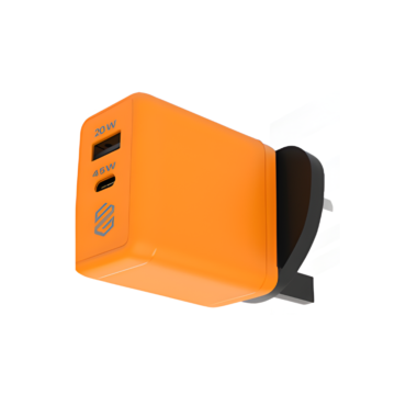Smart Gate Wall Charger 45W 2 Port USB-A USB-C PD 3-PIN Orange