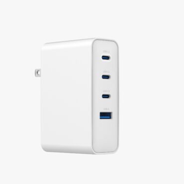 Smart Gate Wall Charger 100W 4 Port 3USB-C USB-A PD 3-PIN White