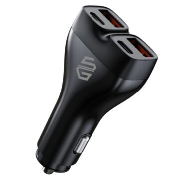 Smart Gate Car Charger 68W Digital 4 Port 2USB-A 2USB-C QC PD Black