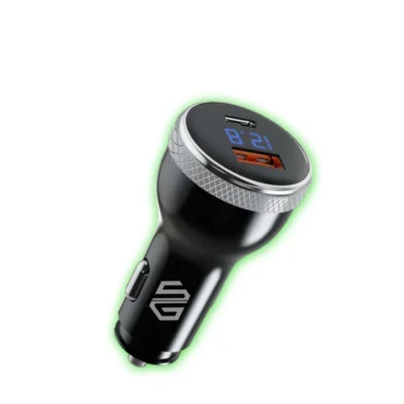 Smart Gate Car Charger 51W Digital 2 Port USB-A USB-C QC PD Black